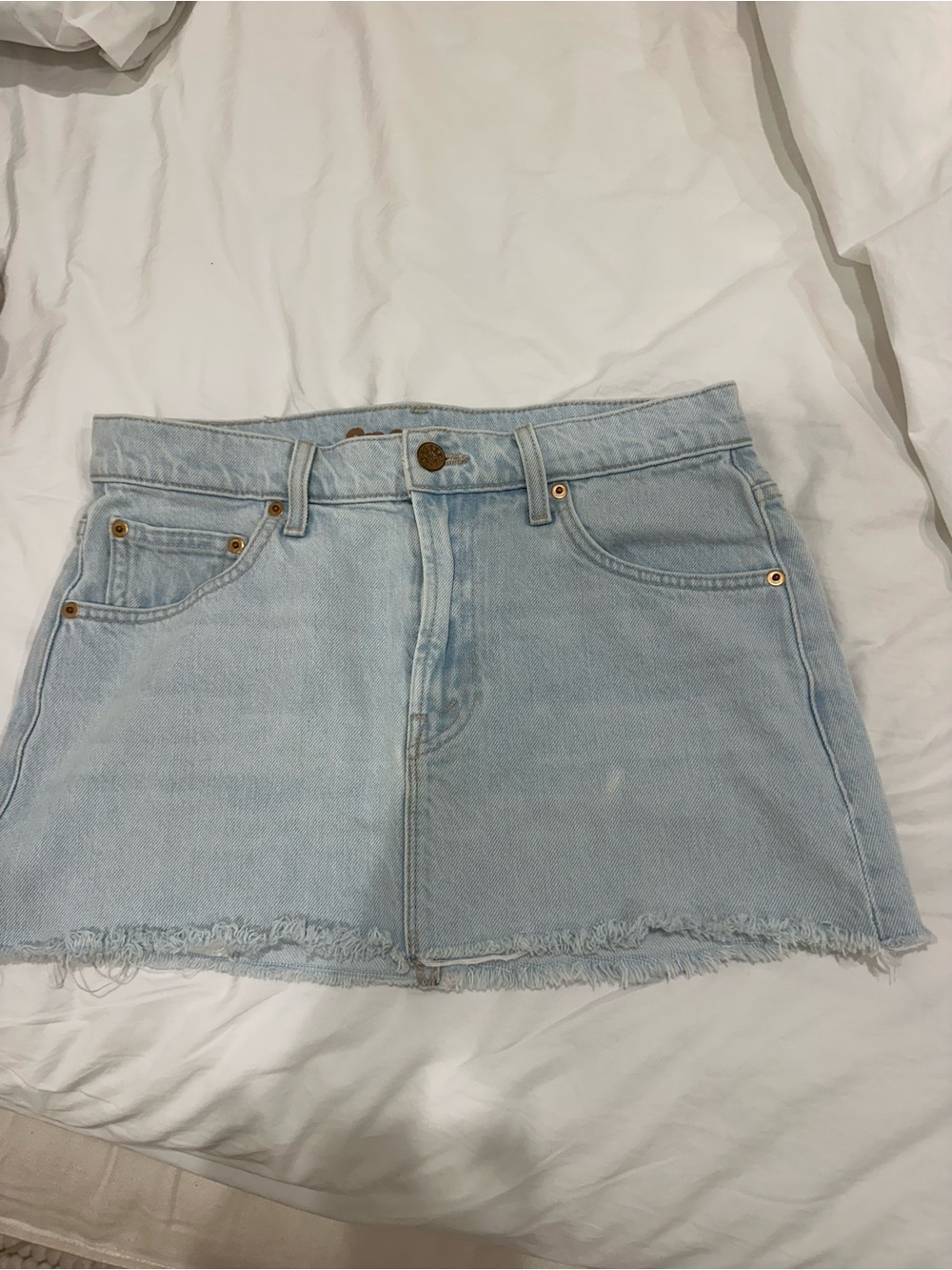MOTHER Light Blue Denim Mini Skirt